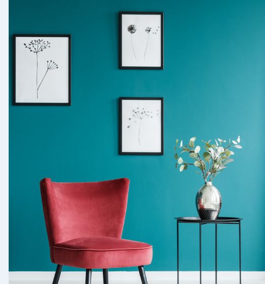 2 Peinture, Fauteuil Et Table (mur Bleu Canard) 