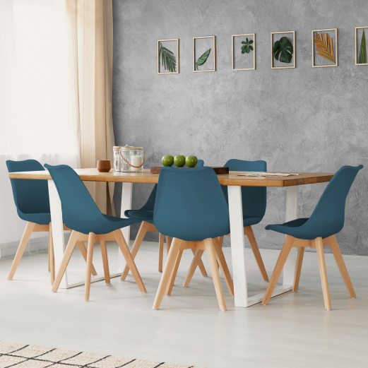 6 Chaises Salle à Manger Bleu Canard Idmarket