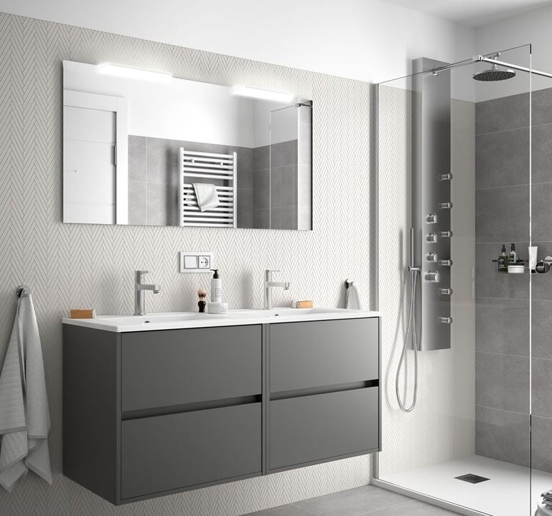 Meuble Double 120cm Gris Mat Noja Salgar