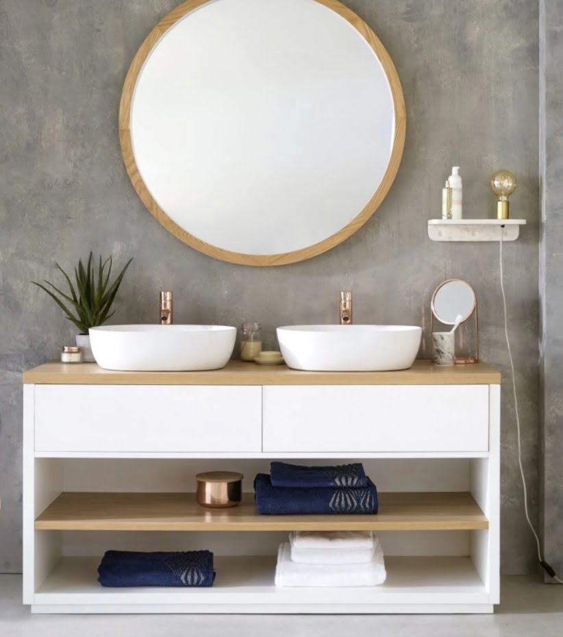 Miroir Rond Et Meuble Double Vasque Austral Pour Un Style Zen