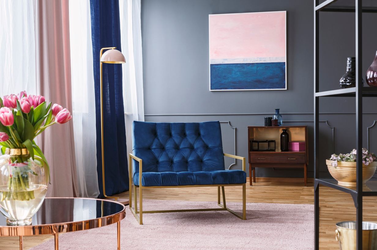 rideaux Roses Et Bleu Klein