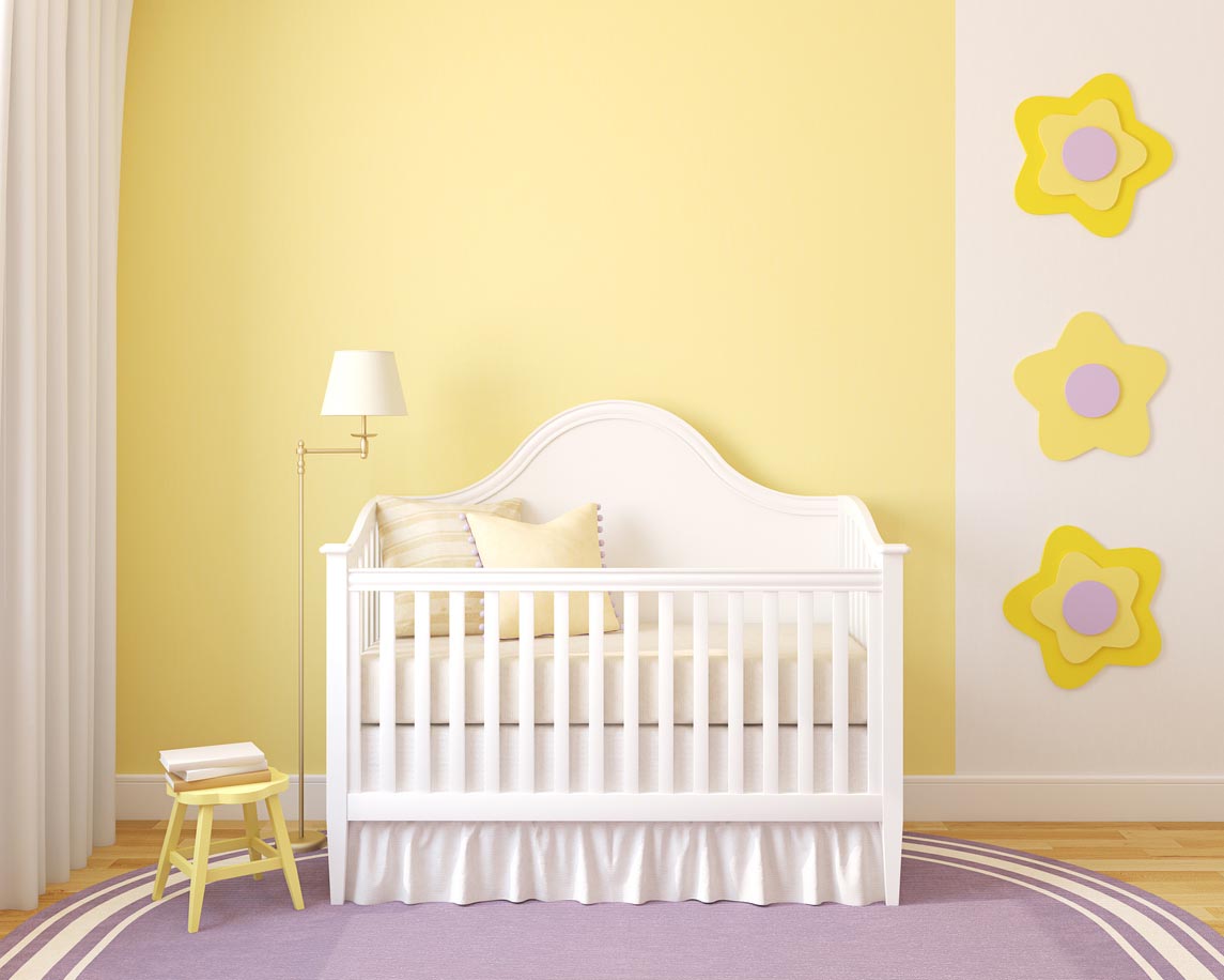 Chambre enfant jaune pâle