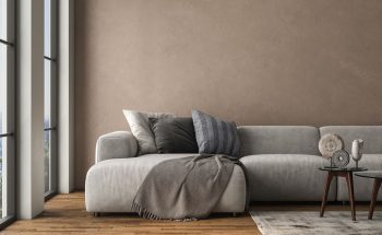 Canapé D'angle En Microfibre Gris Dans Son Salon