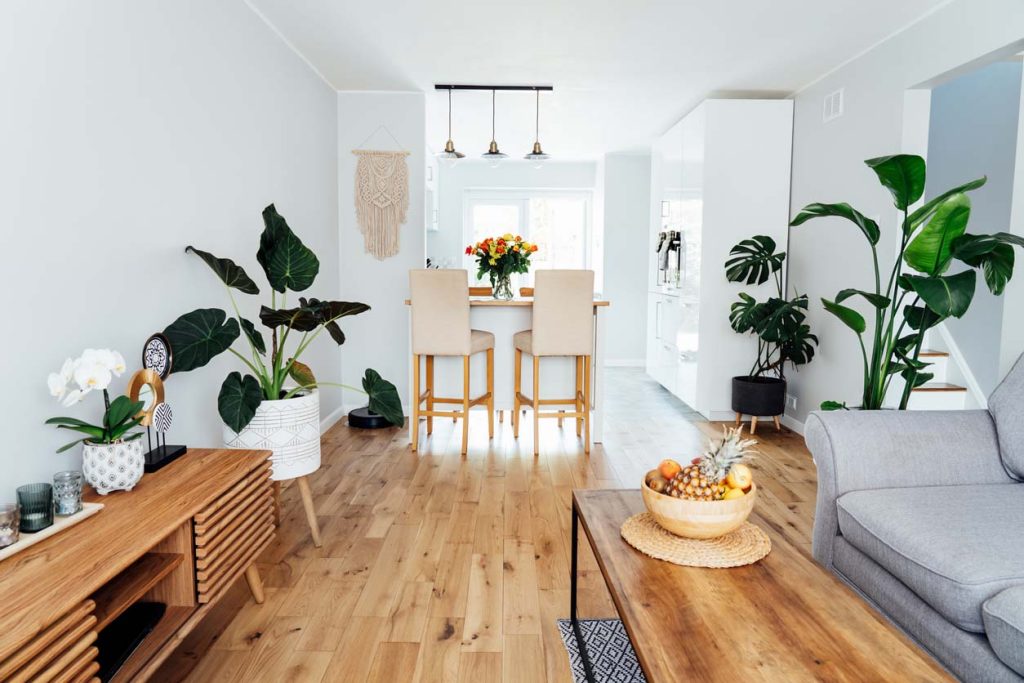 Salon avec un parquet clair