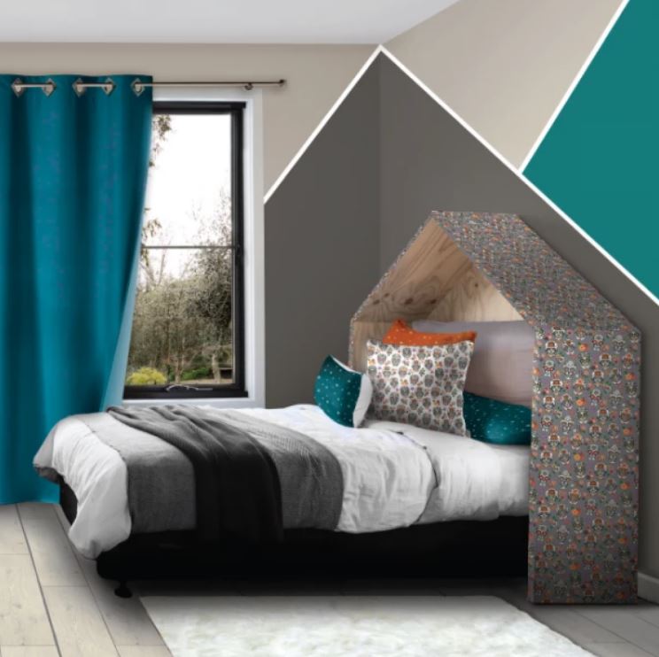 chambre Graphique Bleu Canard Et Gris Décor 
