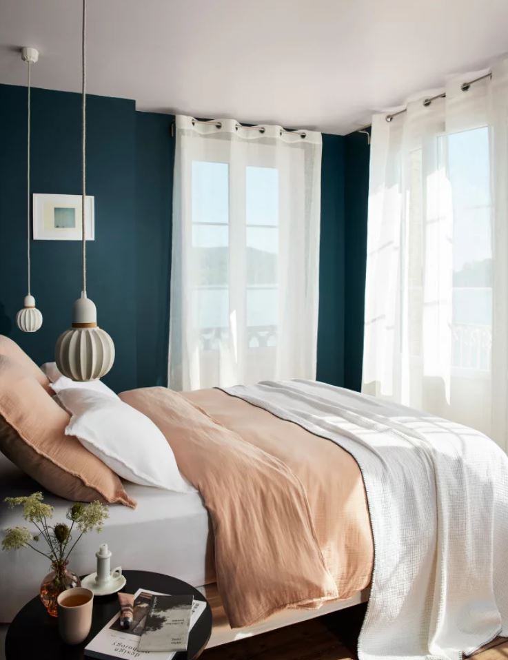 chambre Mur Bleu Canard 