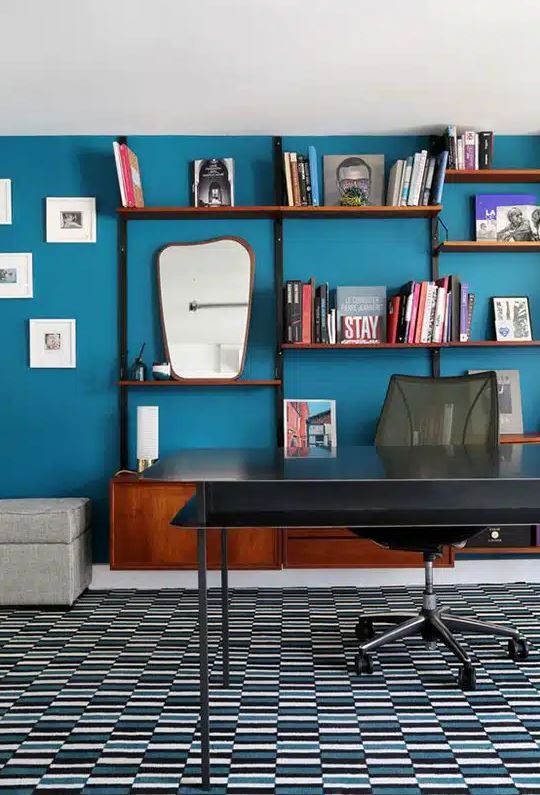 mur D'accent Bleu Canard Et Noyer 