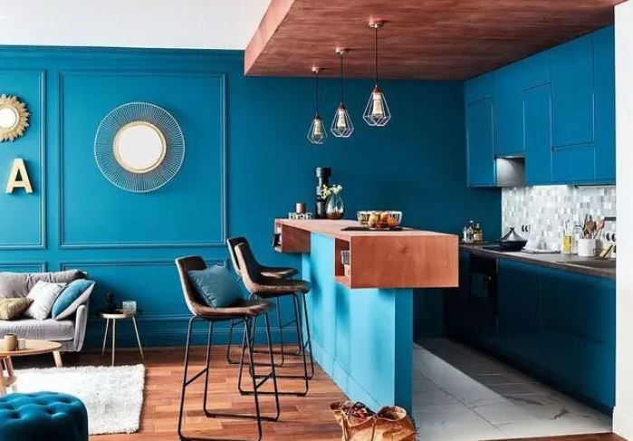 mur Total Look Bleu Canard 