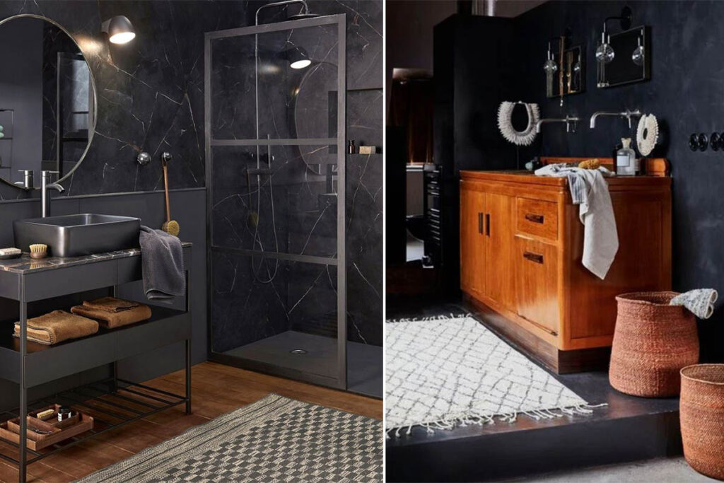 Salle De Bain Noire Et Bois